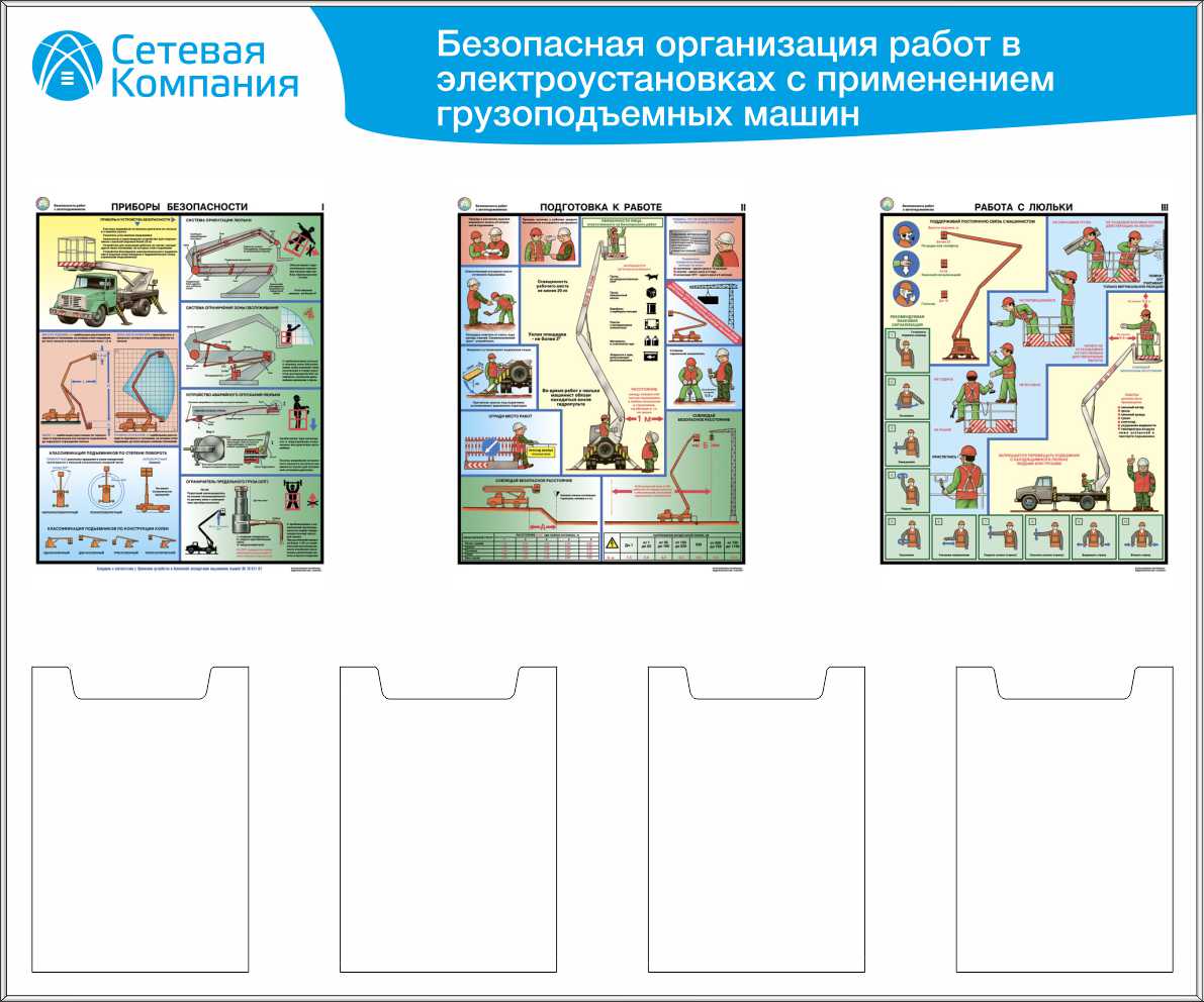 Стенд для ОТ безопасная организация работ в электроустановках, 3 плак .